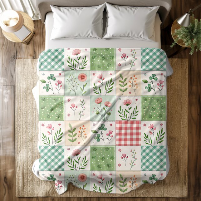 Frühlingsblumen-Patchwork-Quilt-Fleece-Decke Fleecedecke (Von Creator hochgeladen)