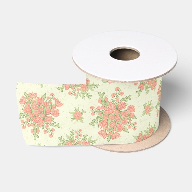 Frühlingsblumen Peachy Orange 2024 Blumenstrauß Satinband (Spule)