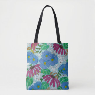 Frühlingsblumen Periwinkle Blau-und rosa Tasche