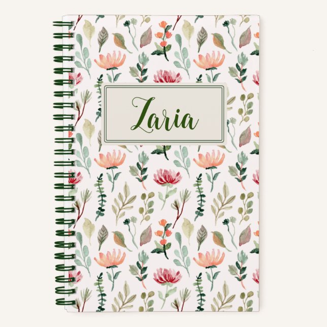 Frühlingsblumen | Personalisierte Spirale Notizbuch (Vorderseite)