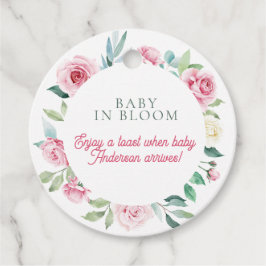 Frühlingsblumen Pink Circle Girl Babydusche Geschenkanhänger