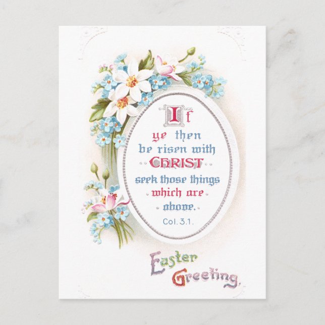 Frühlingsblumen Religiöses Vintages Ostern Feiertagspostkarte (Vorderseite)