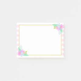 Frühlingsblumen Rosa Streifen Post-it®-Hinweise 4  Post-it Klebezettel