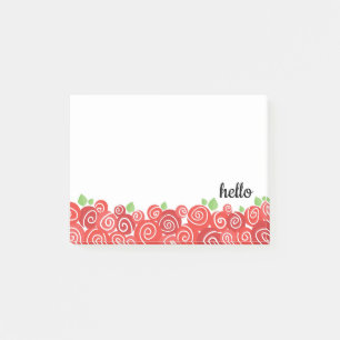 Frühlingsblumen rote Rosen Garten Blüte Hallo Post-it Klebezettel