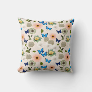 Frühlingsblumen Schmetterlinge Design 296 Peach Kissen