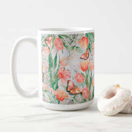 Frühlingsblumen Schmetterlinge Kaffeetasse