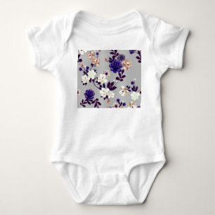 Frühlingsblumen Schwarzes Silhouette Muster Baby Strampler