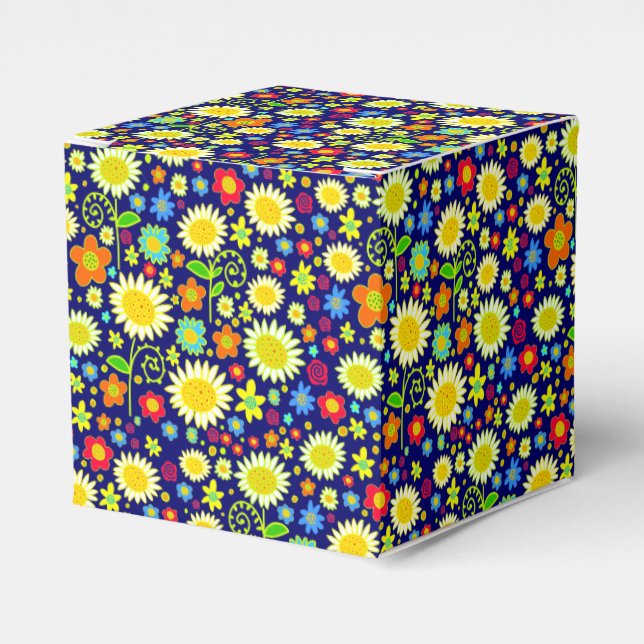 Frühlingsblumen - Tiefe Marine Geschenkschachtel (Vorderseite)
