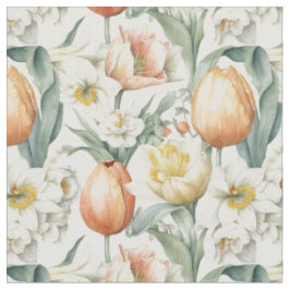 Frühlingsblumen Tulips Daffodil Muster Gewebe Stoff