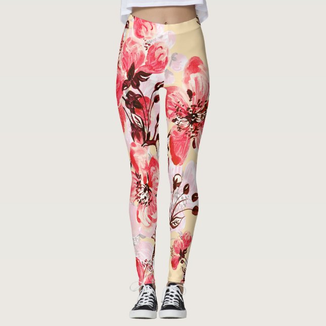 Frühlingsblumen U Muster Leggings (Vorderseite)