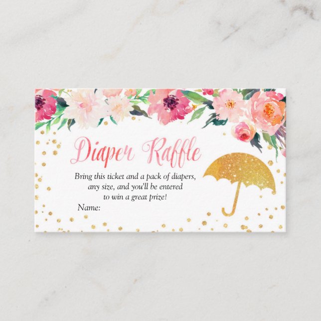 Frühlingsblumen Umbrella Diaper Raffelkarte Begleitkarte (Vorderseite)
