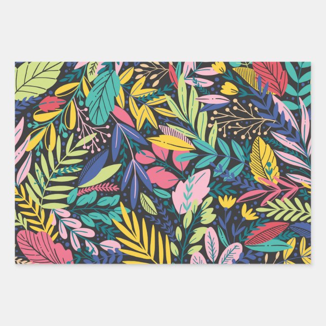 Frühlingsblumen Umhüllungsblätter Geschenkpapier Set (Vorderseite)