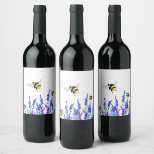 Frühlingsblumen und Bienen, die Labels fliegen Weinetikett