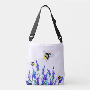 Frühlingsblumen und Bienen, die über den Körper fl Tragetaschen Mit Langen Trägern