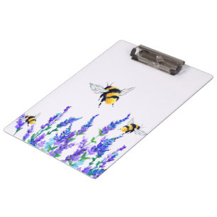 Frühlingsblumen und Bienen flatternde Zwischenabla Klemmbrett