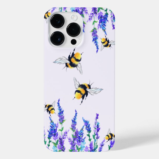 Frühlingsblumen und Bienen fliegen iPhone 14 Pro Max Hülle (Rückseite)