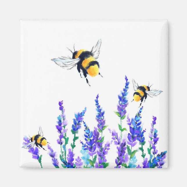 Frühlingsblumen und Bienen fliegen Magnet-Geschenk Magnet (Vorne)