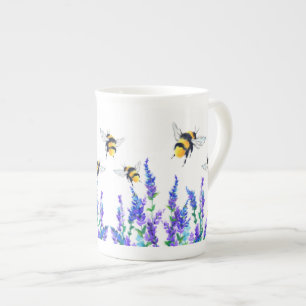 Frühlingsblumen und Bienen Fliegengebirge Knochen- Prozellantasse