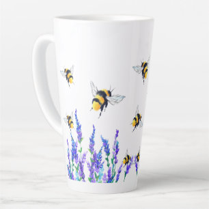 Frühlingsblumen und Bienen Latte-Tasse Milchtasse