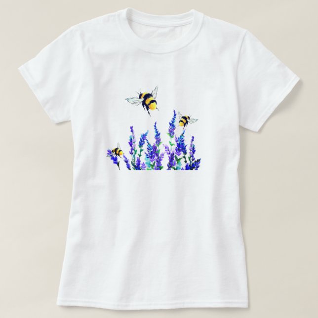 Frühlingsblumen und Bienen-T - Shirt (Design vorne)