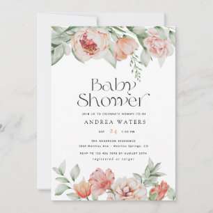 Frühlingsblumen und Grünpflanzen   Babydusche Einladung