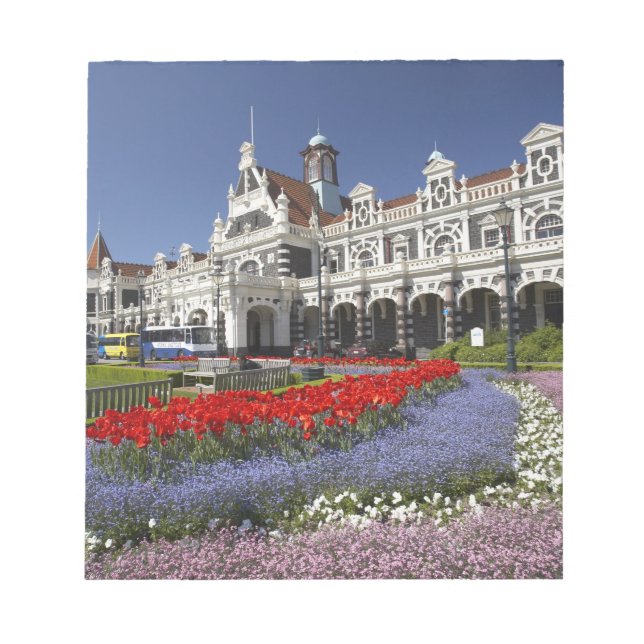 Frühlingsblumen und historischer Bahnhof, Notizblock (Vorderseite)