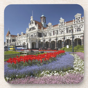 Frühlingsblumen und historischer Bahnhof, Untersetzer
