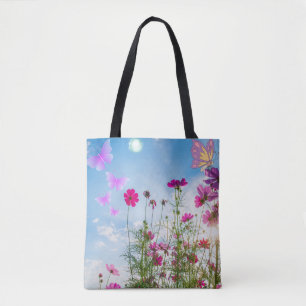 Frühlingsblumen und Schmetterling Tasche