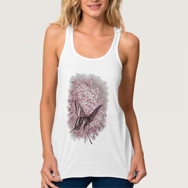 Frühlingsblumen und Schmetterlinge Tank Top (Vorderseite)