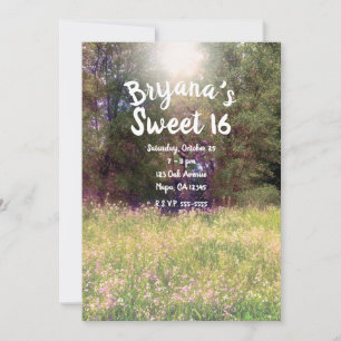 Frühlingsblumen Verzauberter Wald Bäume Sweet 16 Einladung