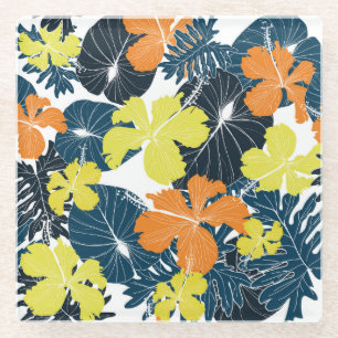 Frühlingsblumen: Vintage-Blumenstruktur Glasuntersetzer