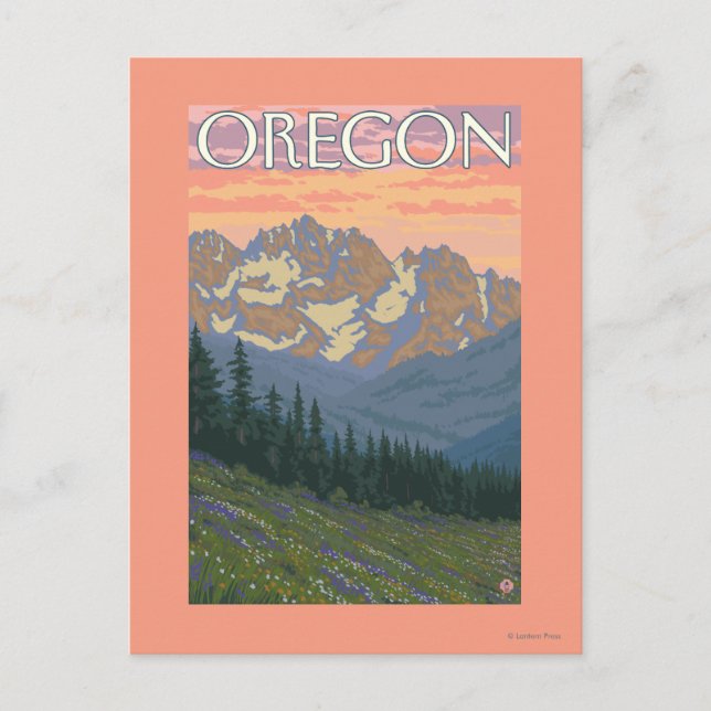 Frühlingsblumen - Vintage Travel Poster Postkarte (Vorderseite)