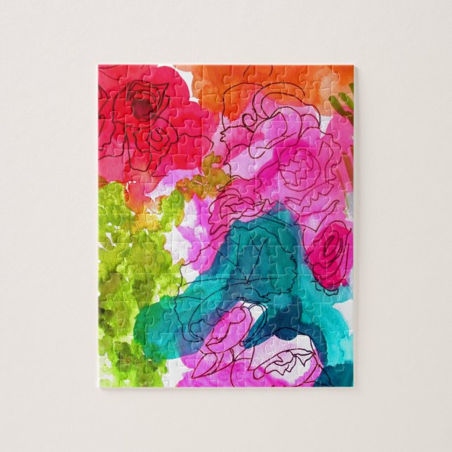 Frühlingsblumen Wasserfarbe abstrakte Kunst (Vertikal)