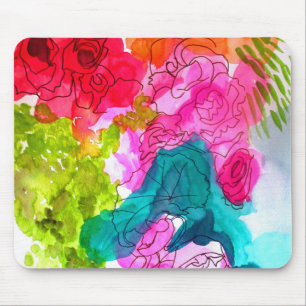 Frühlingsblumen Wasserfarbe abstrakte Kunst Mousepad