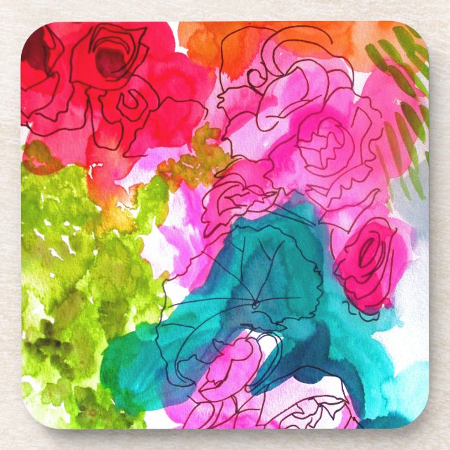 Frühlingsblumen Wasserfarbe abstrakte Kunst Untersetzer (Vorderseite)