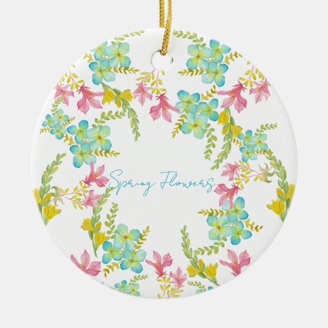 Frühlingsblumen Wasserfarbe Keramik Ornament (Vorne)