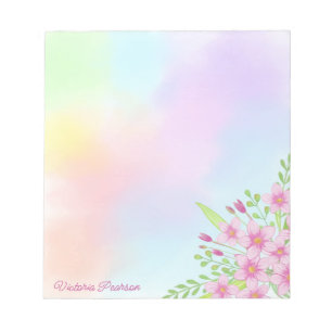Frühlingsblumen Wasserfarbene Pastell Gradient Notizblock