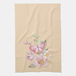 Frühlingsblumen Weiß rosa Gelbes Küchentuch