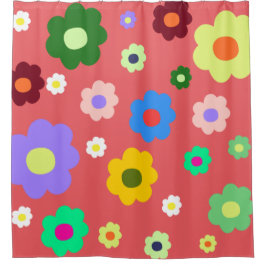Frühlingsblumen Y2K Retro Muster Duschvorhang