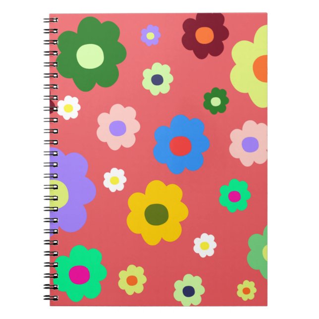 Frühlingsblumen Y2K Retro Muster Notizblock (Vorderseite)