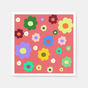 Frühlingsblumen Y2K Retro Muster Serviette