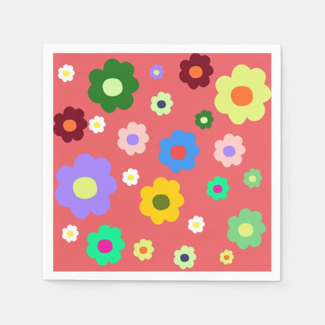 Frühlingsblumen Y2K Retro Muster Serviette (Vorderseite)
