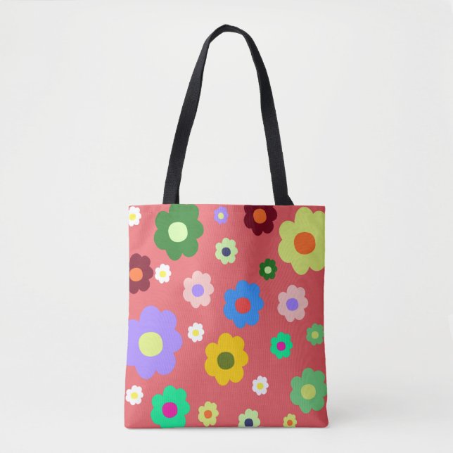 Frühlingsblumen Y2K Retro Muster Tasche (Vorderseite)