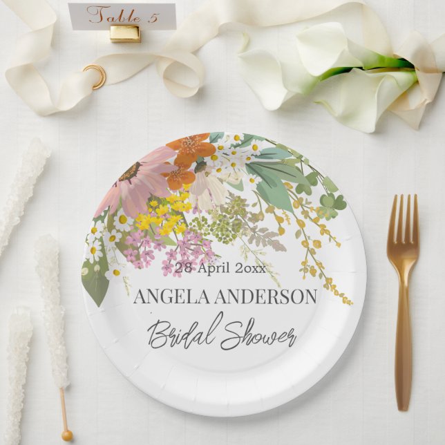 Frühlingsblumengarten Brautparty Papier Untersetze Pappteller (Hochzeit)