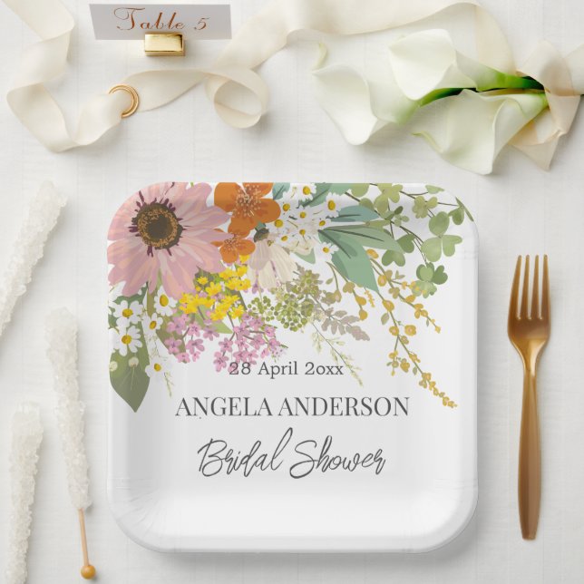 Frühlingsblumengarten Brautparty Papier Untersetze Pappteller (Hochzeit)