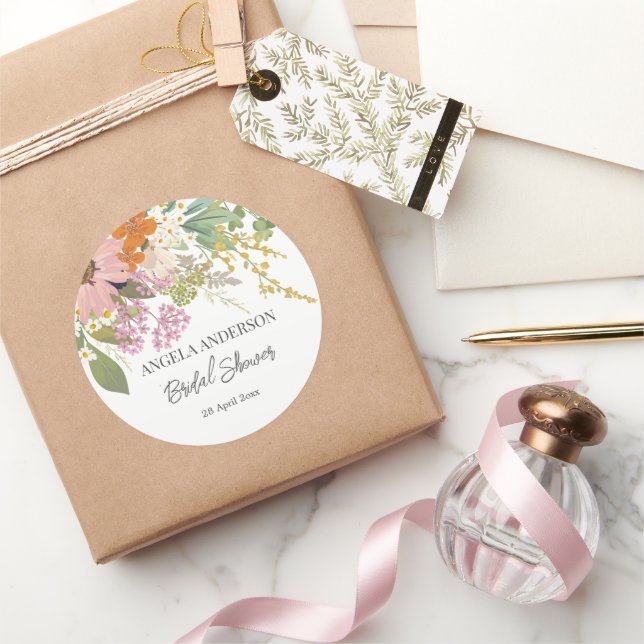 Frühlingsblumengarten Brautparty Papier Untersetze Runder Aufkleber (Schenken)