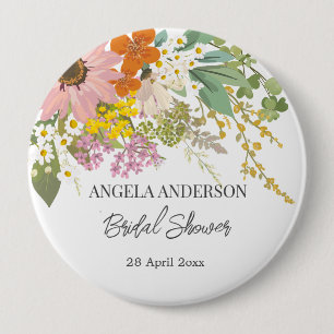Frühlingsblumengarten Brautparty Papieruntersetzer Button
