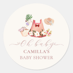 Frühlingsblumengarten Girl Clothes Kinderdusche Runder Aufkleber