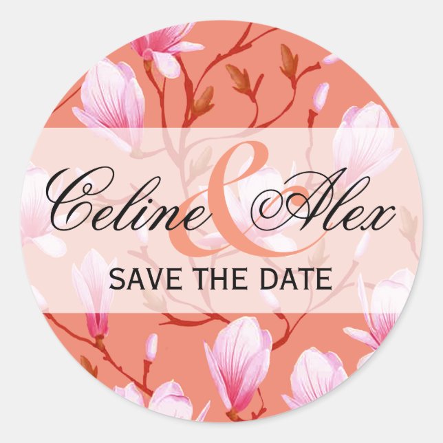 Frühlingsblumengarten Save the Date | Melone Runder Aufkleber (Vorderseite)