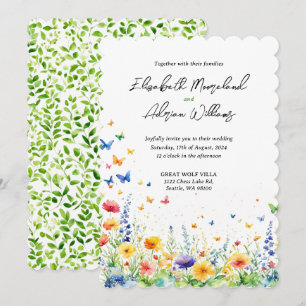 Frühlingsblumengarten Schmetterlinge Einladung